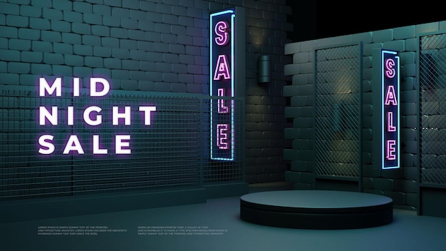 Midnight sale 3d realistisches podium produkt-promo-display