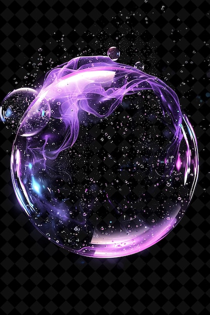 PSD midpro2024 magical glowing violet bubble com fairy wing design neon color texture y2k background