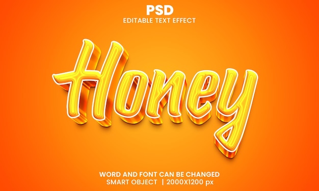 PSD miel efecto de texto editable 3d premium psd con fondo