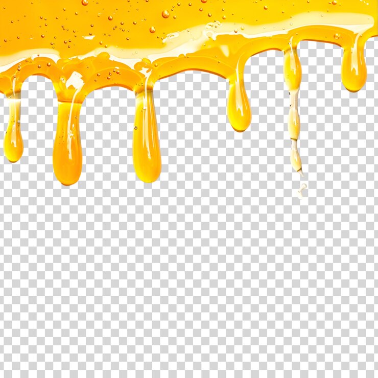 PSD miel fondu ou goutte à goutte isolé sur un fond blanc transparent