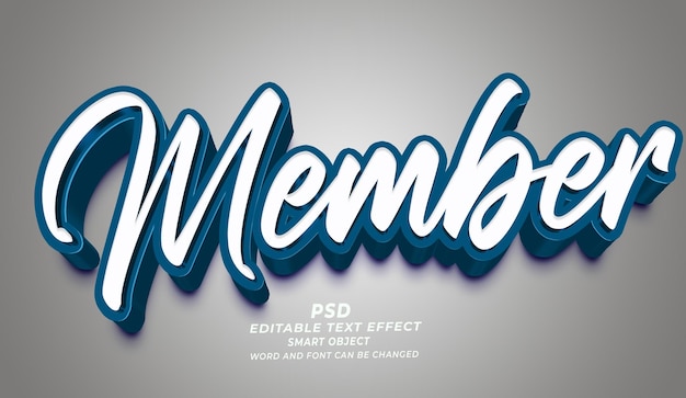 Miembro Efecto de texto editable en 3D Estilo PSD de Photoshop