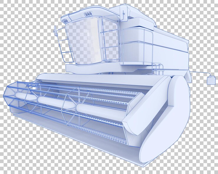 PSD mietitrice su sfondo trasparente 3d rendering illustrazione