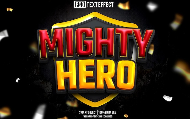 mighty hero text effect font editable typography 3d text