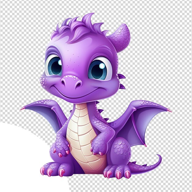 PSD un mignon bébé dragon de dessin animé 3d isolé sur un fond transparent
