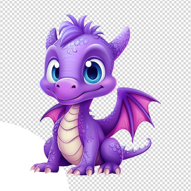PSD un mignon bébé dragon de dessin animé 3d isolé sur un fond transparent
