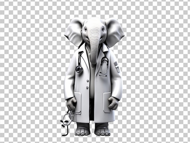 PSD un mignon bébé éléphant en tenue de médecin