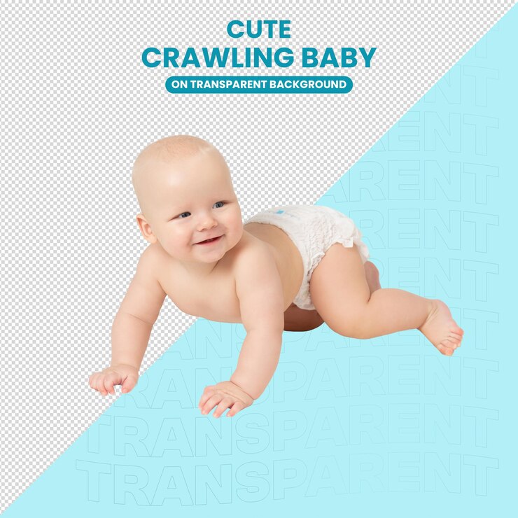 PSD un mignon bébé rampant isolé sur un fond transparent png