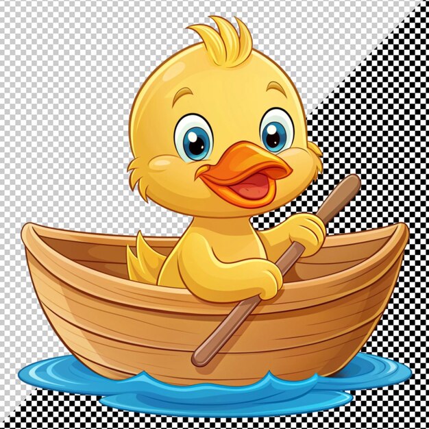 PSD un mignon canard sur un bateau.