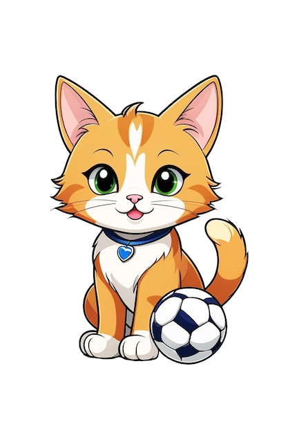 PSD un mignon chat tenant un ballon de football