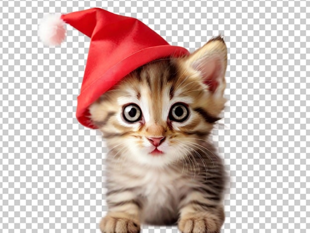 PSD un mignon chaton avec de grands yeux portant une casquette de fête