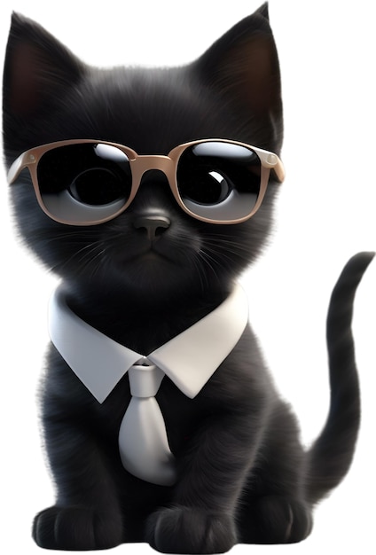 PSD un mignon chaton noir qui porte des lunettes