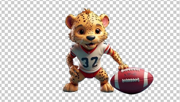 PSD un mignon guépard 3d jouant au football américain