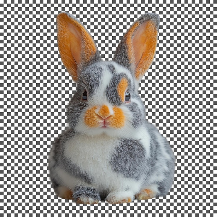 PSD le mignon lapin français la moutarde isolé sur un fond transparent
