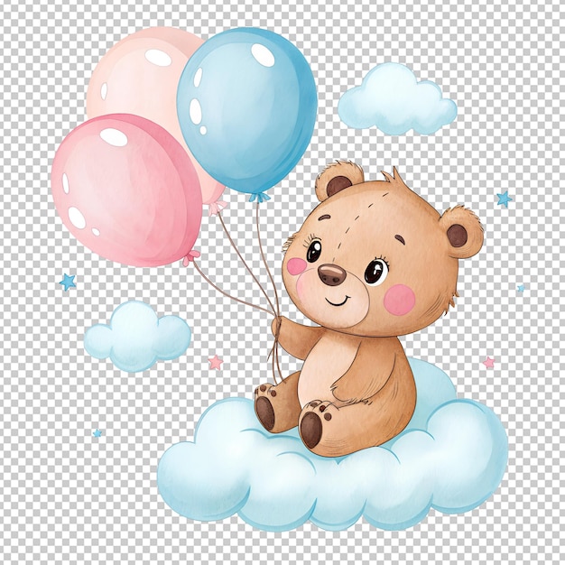 Un mignon ours en peluche à l'aquarelle