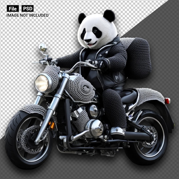 PSD un mignon panda sur une mini-bike