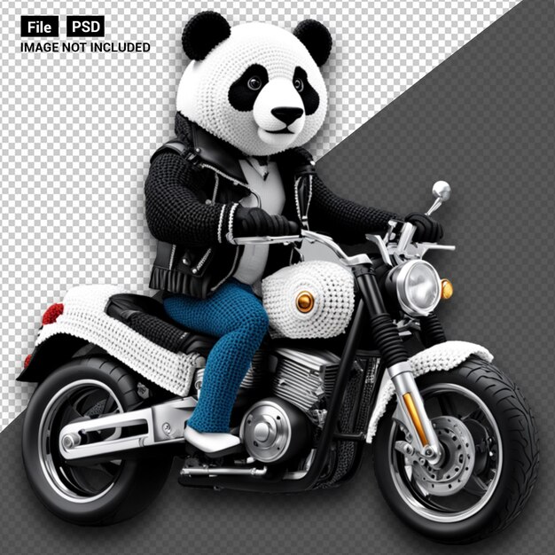 PSD un mignon panda sur une mini-bike