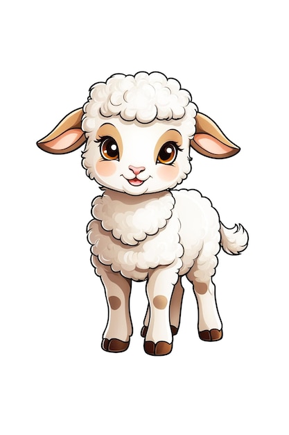 PSD un mignon personnage de dessin animé de moutons isolé sur un fond transparent