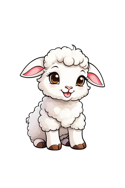 PSD un mignon personnage de dessin animé de moutons isolé sur un fond transparent