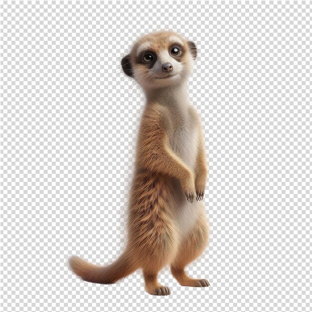 PSD un mignon petit meerkat est debout sur un fond blanc