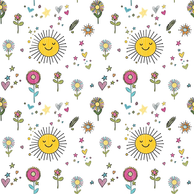 un mignon petit motif de fleur avec le soleil et les mots bon été au milieu