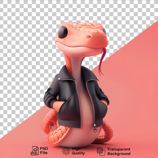 PSD un mignon petit serpent 3d portant une veste sur un fond transparent inclut un fichier png