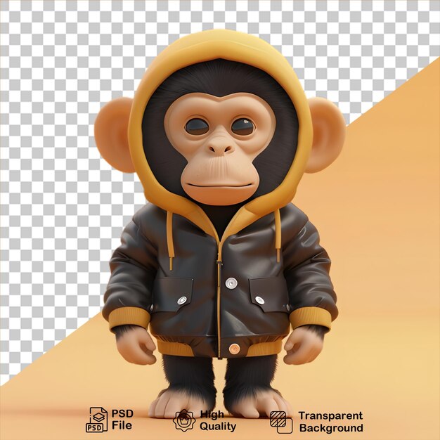 Un Mignon Petit Singe En 3d Portant Une Veste Sur Un Fond Transparent Inclut Un Fichier Png