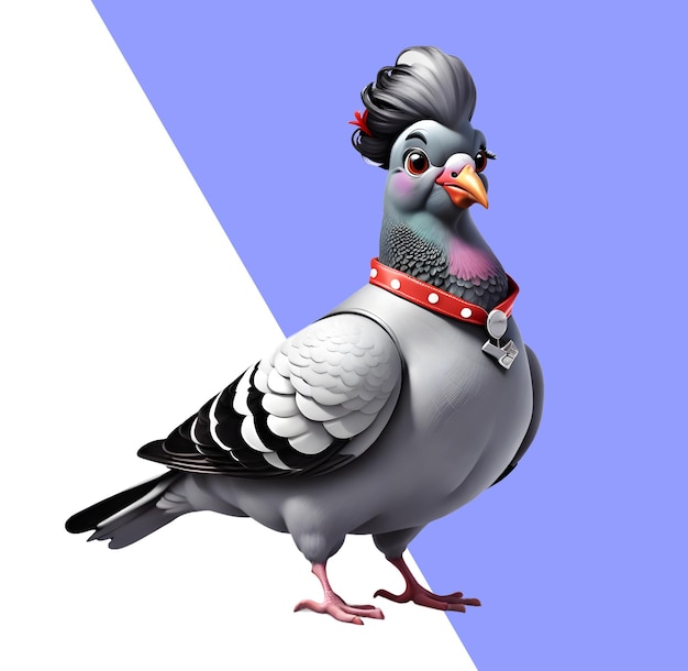 PSD mignon pigeon colombe 3d avec des vêtements