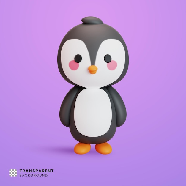 mignon, pingouin, 3d, illustration