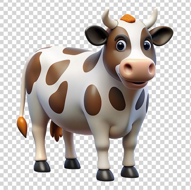 PSD une mignonne vache de dessin animé isolée sur un fond transparent