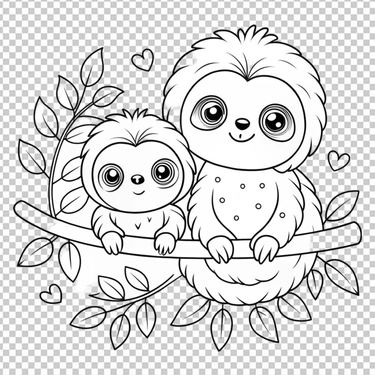 PSD les mignons hiboux des dessins animés côte à côte