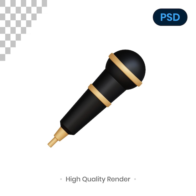 Mikrofon 3D Render Illustration Premium Psd