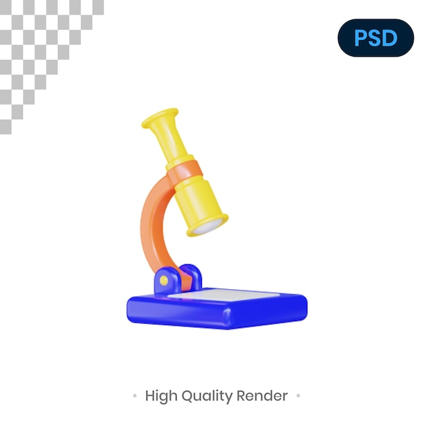 Mikroskop 3D Render Illustration Premium Psd