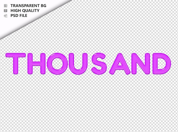 PSD mil tipografía texto púrpura vidrio brillante psd transparente