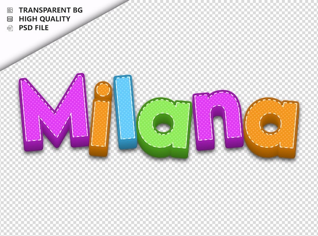 Milana typographie text farbiges handwerk frühlings-psd durchsichtig