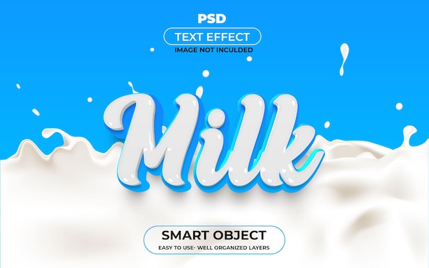 PSD milch 3d bearbeitbare texteffektvorlage