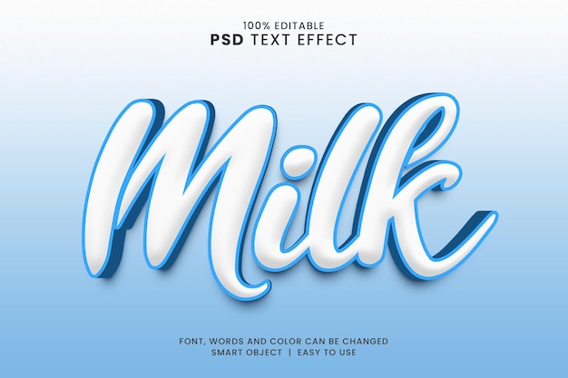 Milch 3d bearbeitbarer texteffekt mit fettem stil