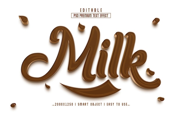 Milch 3d bearbeitbarer Texteffektstil mit Premium-Hintergrund