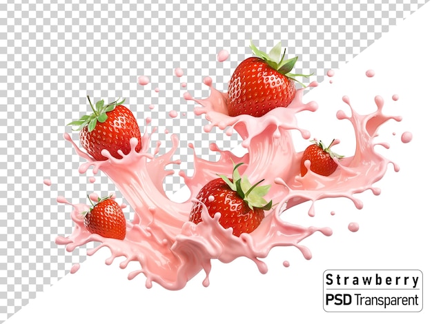 PSD milch- oder joghurtspritzer mit erdbeeren