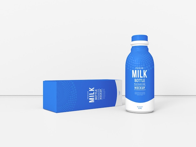 Milchflasche mit Box-Verpackungsmodell