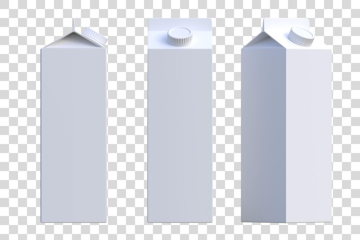 PSD milchkartonpackungen auf weißem hintergrund milchprodukte-konzept mockup-vorlage 3d-rendering