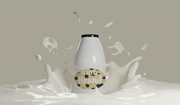 Milk 3d render model for Design Mockup do produto.