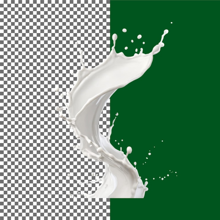 PSD milk splash milk splash swirl para la promoción de productos lácteos frescos en un fondo transparente png psd