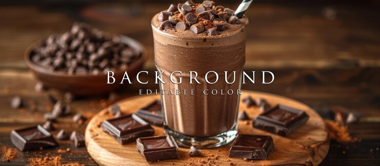PSD milkshake de chocolate con patatas fritas de chocolate y chocolate oscuro