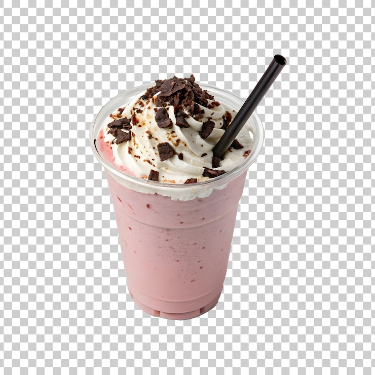 PSD milkshake de chocolate com um copo isolado sobre um fundo transparente
