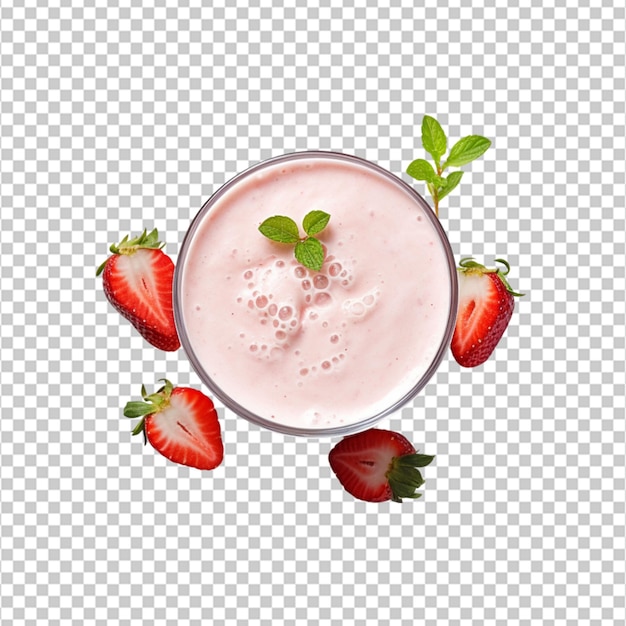 Milkshake de morango de alta qualidade em vidro em fundo branco