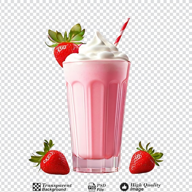 PSD milkshake de morango isolado sobre um fundo transparente