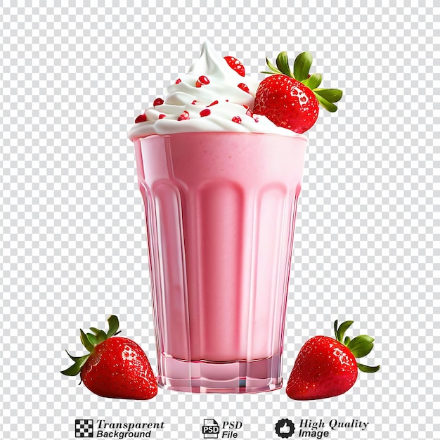 PSD milkshake à la fraise isolé sur fond transparent