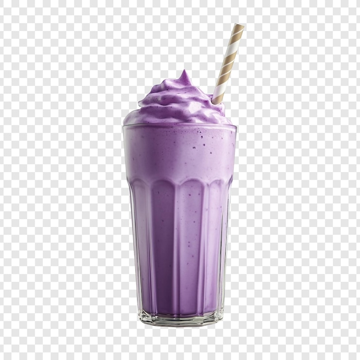 PSD milkshake roxo com creme de leite batido e palha