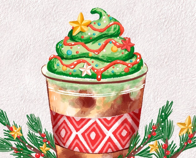 PSD milksheke matcha décoration de noël