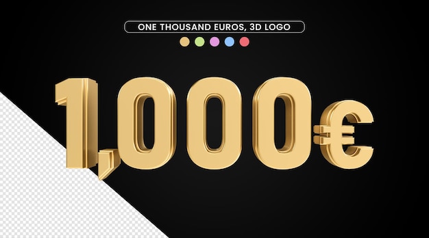 mille euro con texture oro, simbolo in numeri 3D